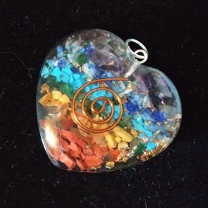 Heart Orgone Pendant Chakra Rainbow Spiral